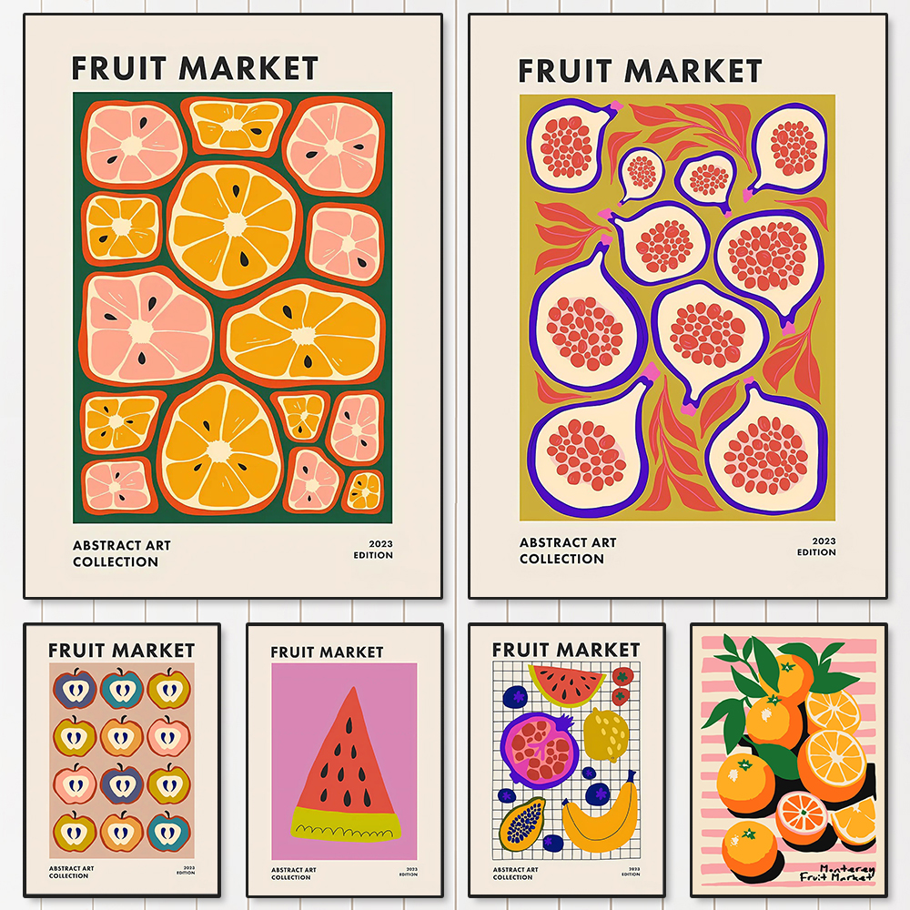 Home Office Japandi - Japanese FRUIT MARKET Canvas Print Poster