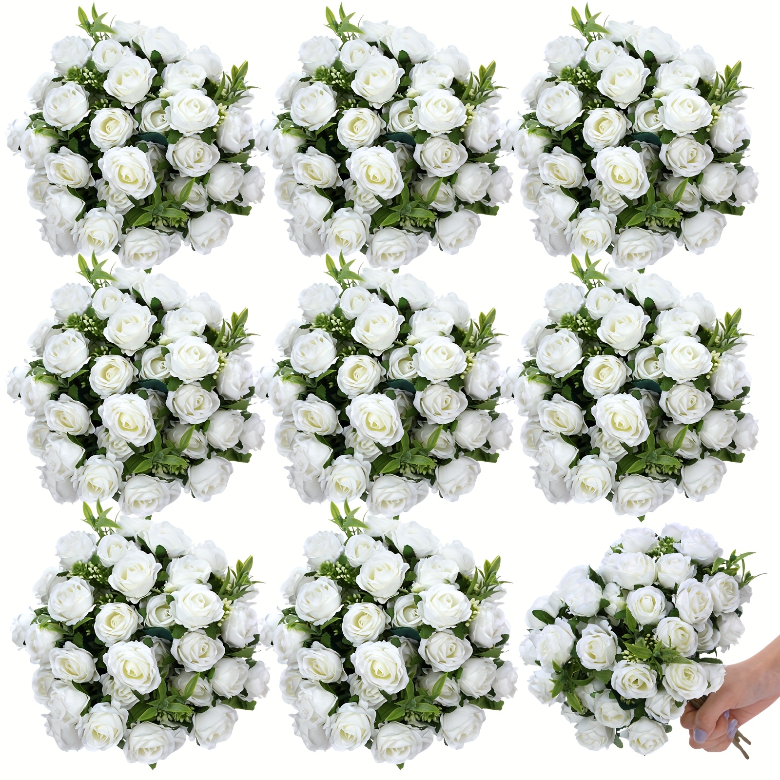 Home Office Headset - 8-Piece Set of 12-Inch Artificial Rose