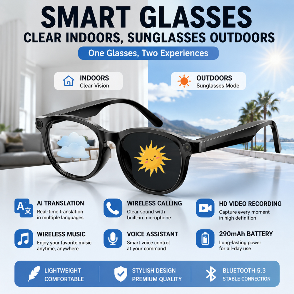 Smart Photochromic Glasses Blu - Home Office Headset recensie en prijs