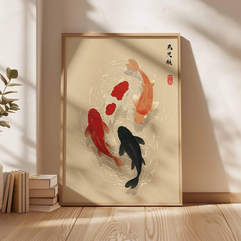 1pc Japanese Koi Fish Poster,  - Home Office Japandi recensie en prijs