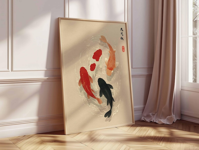 1pc Japanese Koi Fish Poster,  - Home Office Japandi recensie en prijs