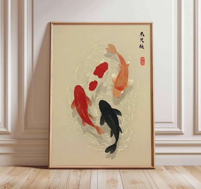 1pc Japanese Koi Fish Poster,  - Home Office Japandi recensie en prijs