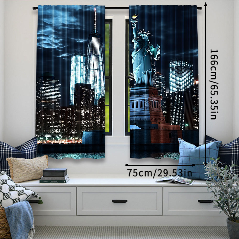 2Pcs Statue Of Liberty Curtain - Home Office York recensie en prijs
