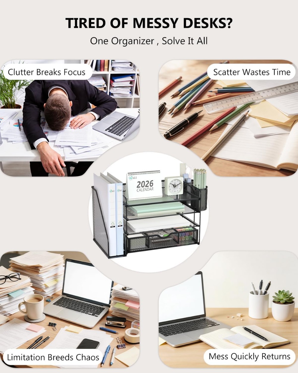 4-Tier Desktop File Organizer  - Home Office Desk With Drawers recensie en prijs