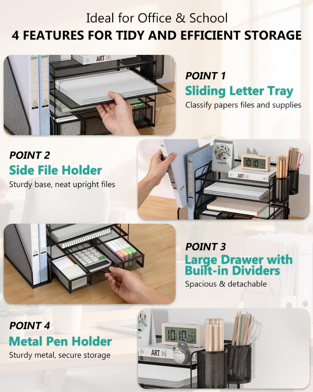 4-Tier Desktop File Organizer  - Home Office Desk With Drawers recensie en prijs
