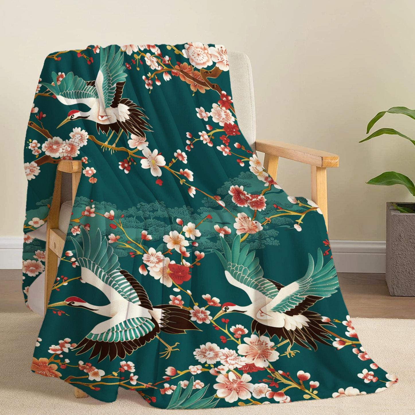 Japanese Crane & Floral Print  - Home Office Japandi recensie en prijs