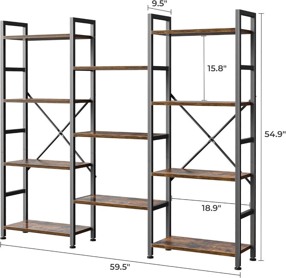 Triple Bookshelf with 11 Open  - Home Office Free recensie en prijs