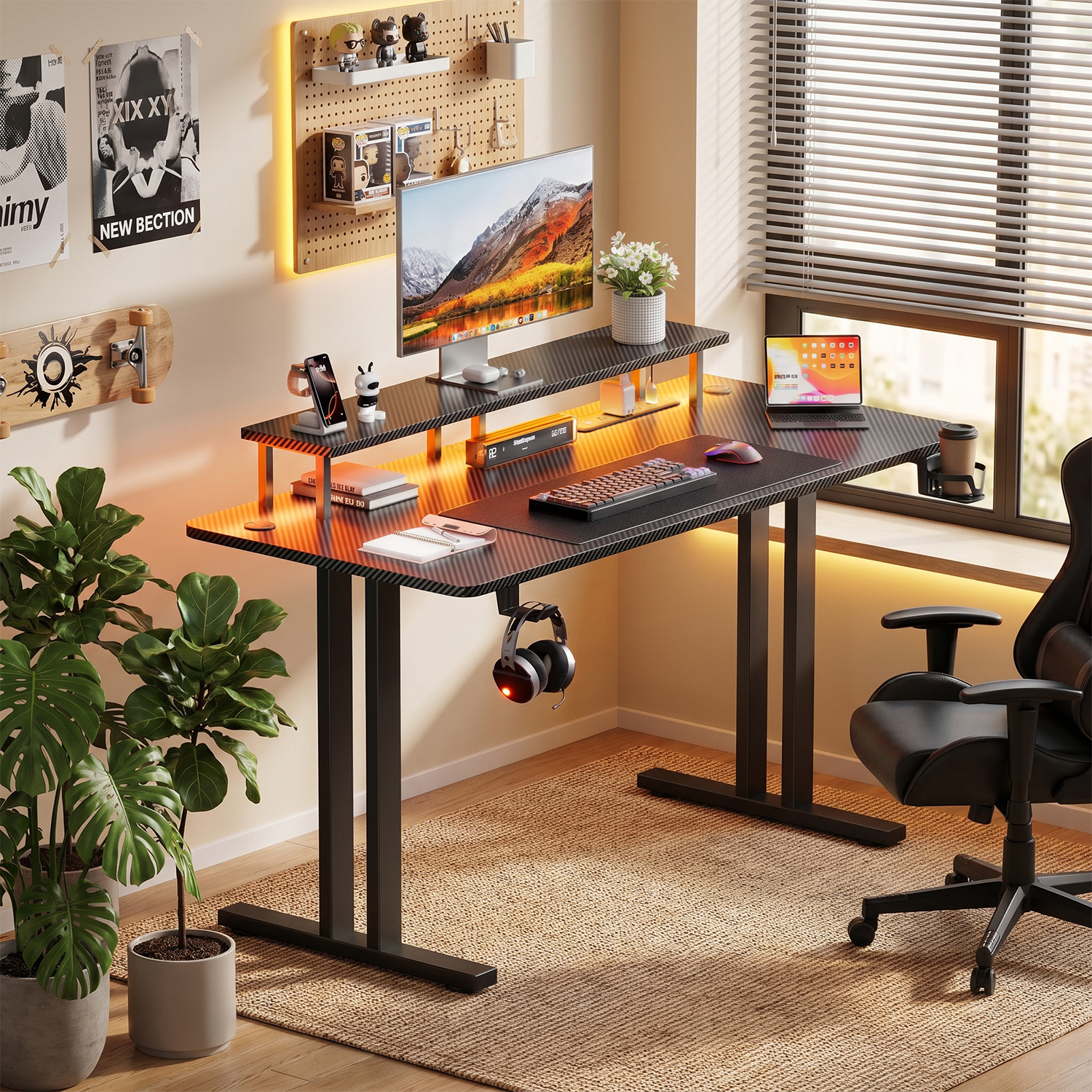 Gaming Desk with LED Lights &  - Home Office Headset recensie en prijs