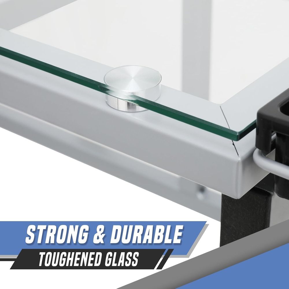 Adjustable Glass Top Dining Ta - Home Office Free recensie en prijs