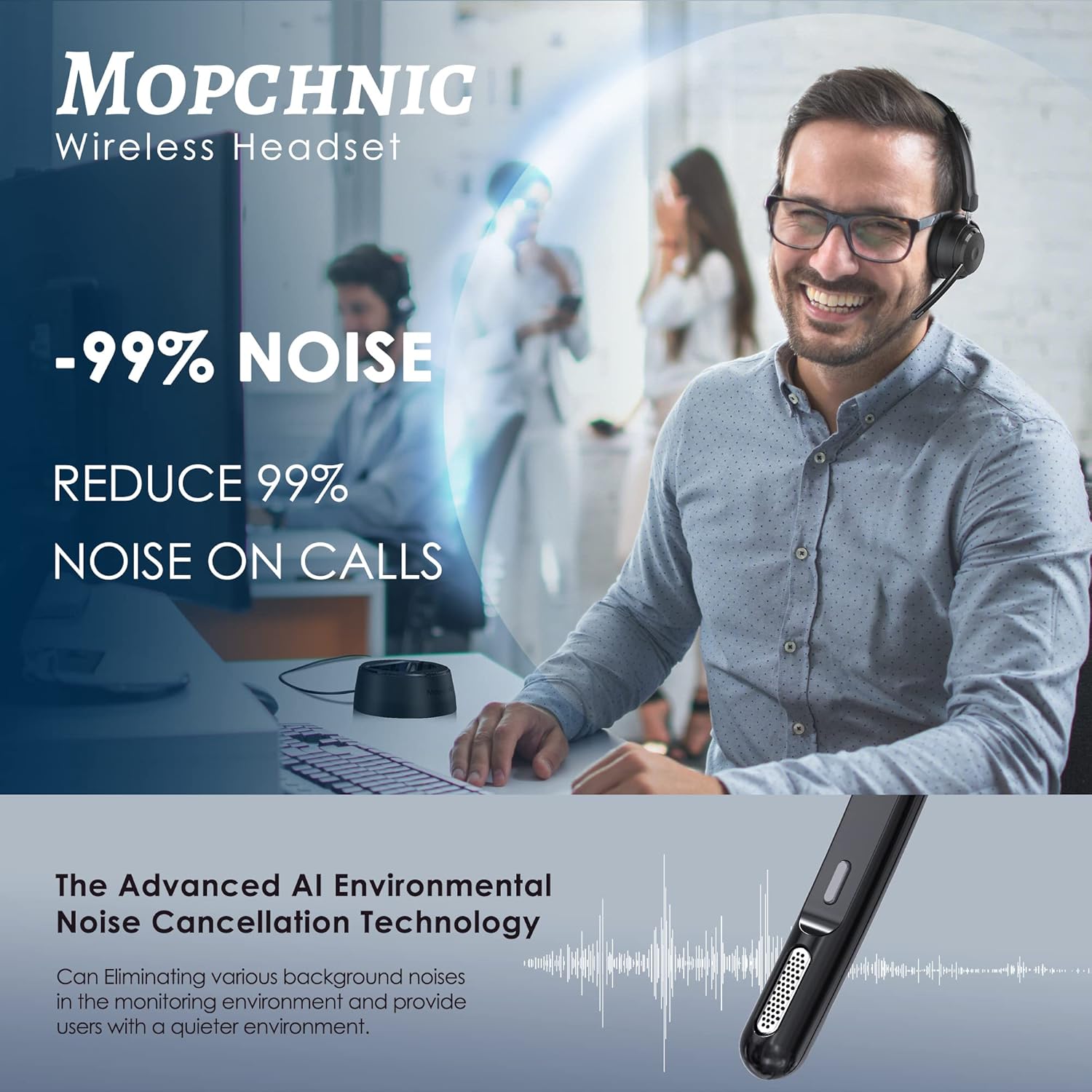 Wireless Bluetooth Headset wit - Home Office Headset recensie en prijs
