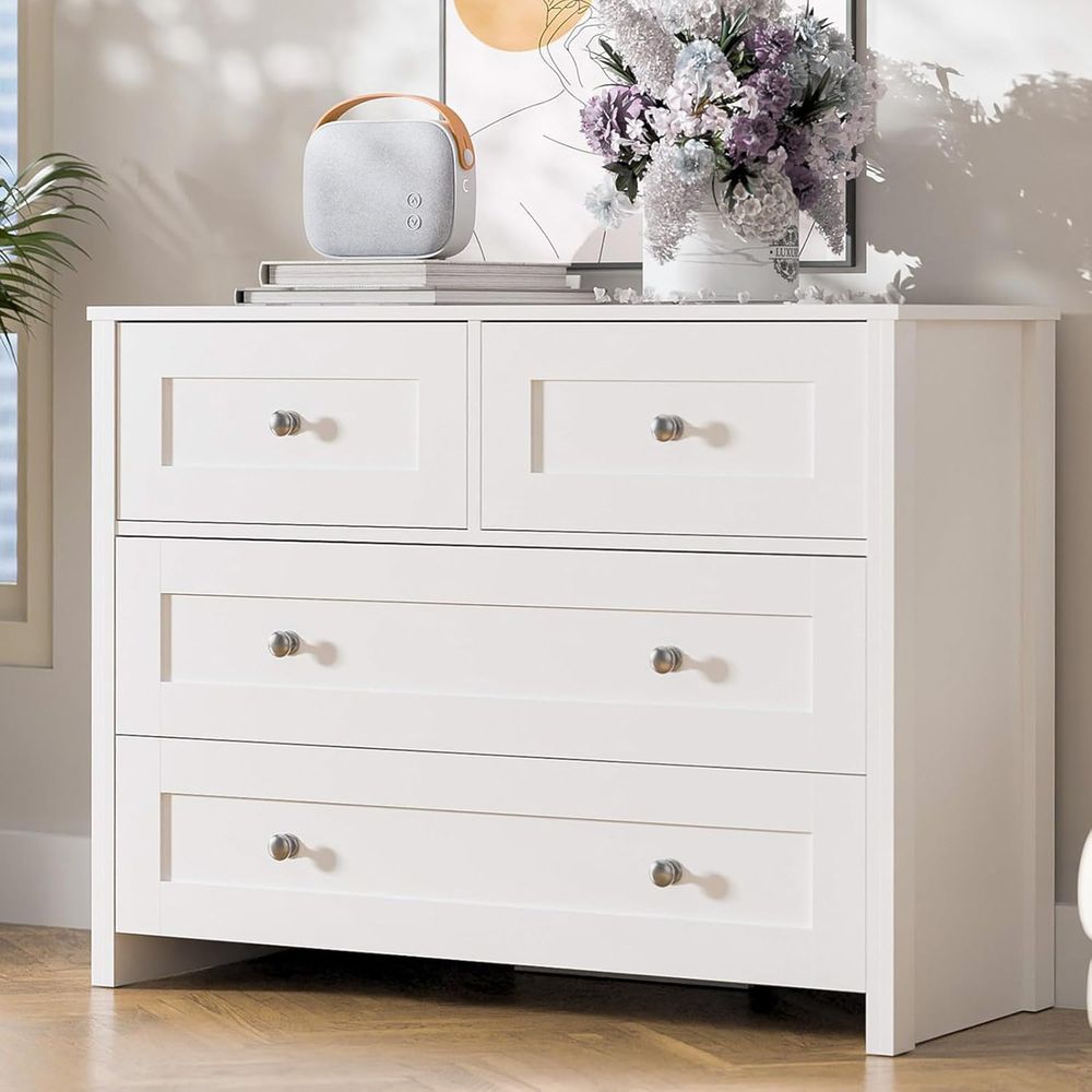 40-inch Wide 4-Drawer White Wo - Home Office Organization recensie en prijs