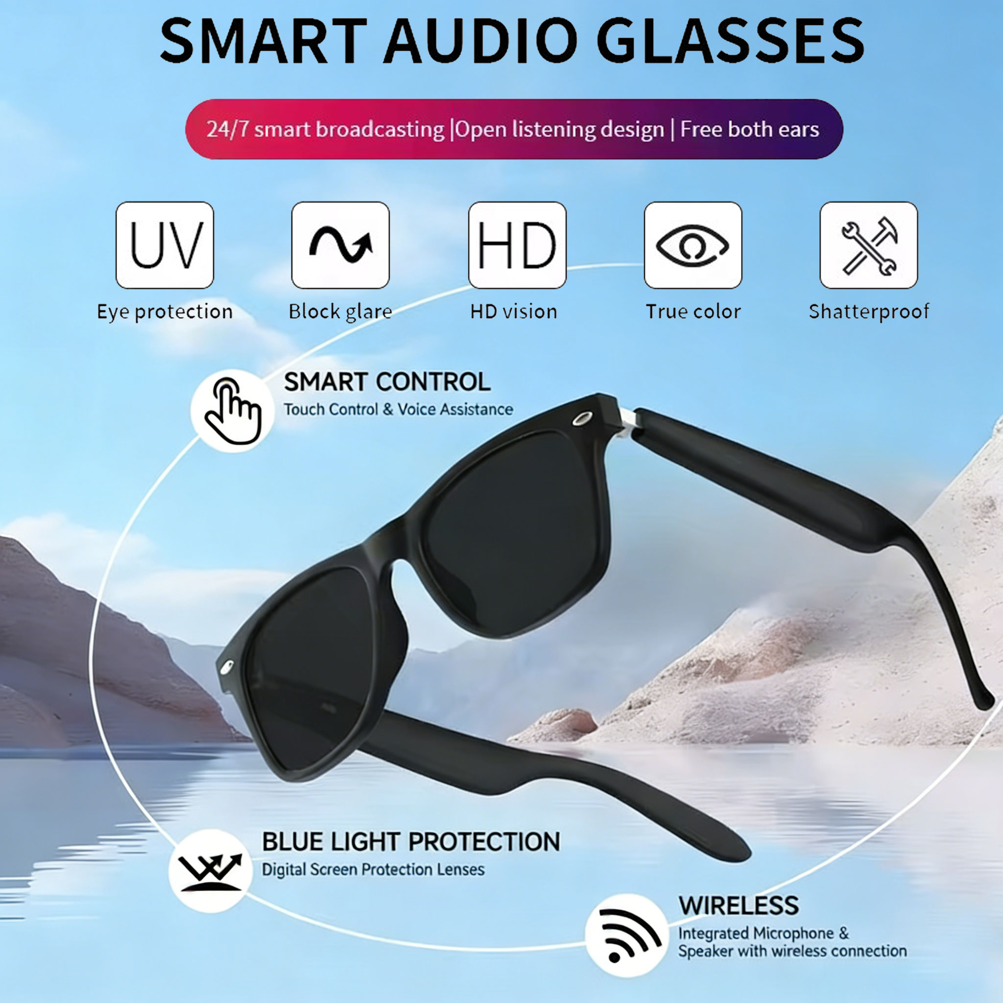 New Smart Glasses Bluetooth Ca - Home Office Headset recensie en prijs