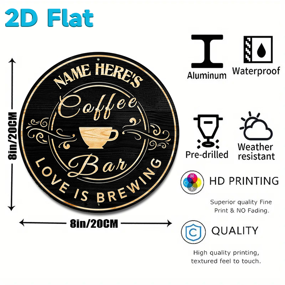 Custom Name Coffee Bar Round M - Home Office Kitchen recensie en prijs