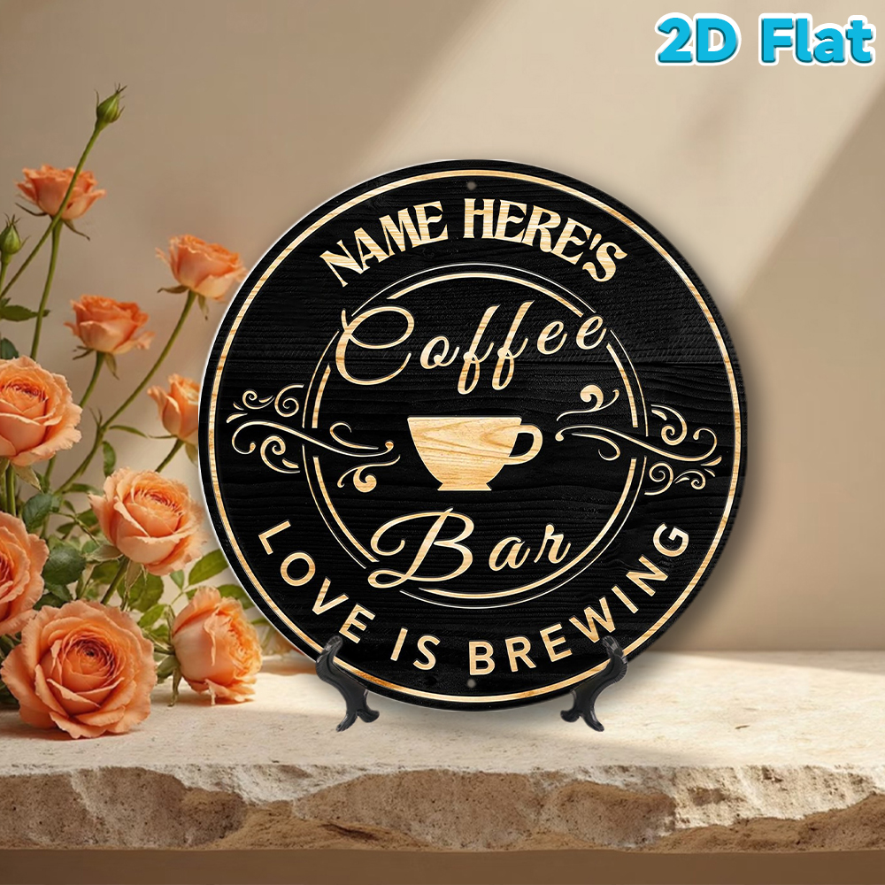 Custom Name Coffee Bar Round M - Home Office Kitchen recensie en prijs