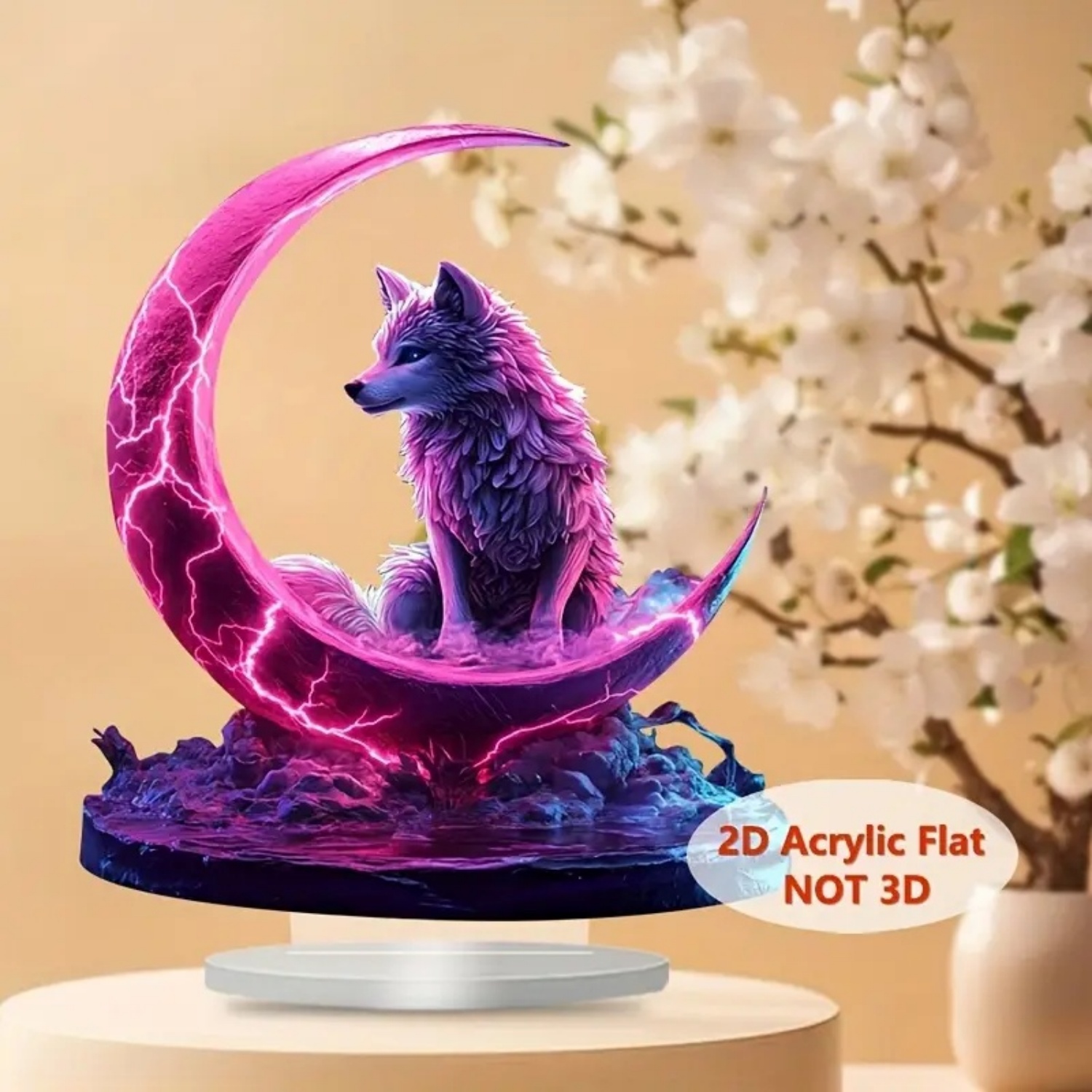 Flame Wolf Statue,2D Flat Acry - Home Office Studio recensie en prijs