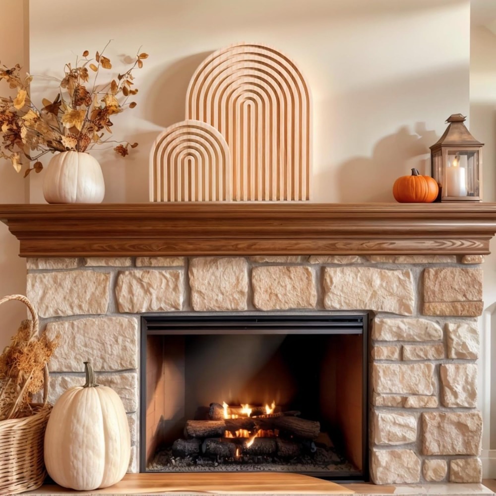 2 Pcs Natural Wood Arch Decor, - Home Office Japandi recensie en prijs