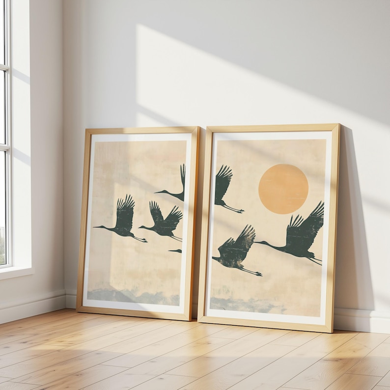 2pcs Japandi Flying Cranes Wal - Home Office Japandi recensie en prijs
