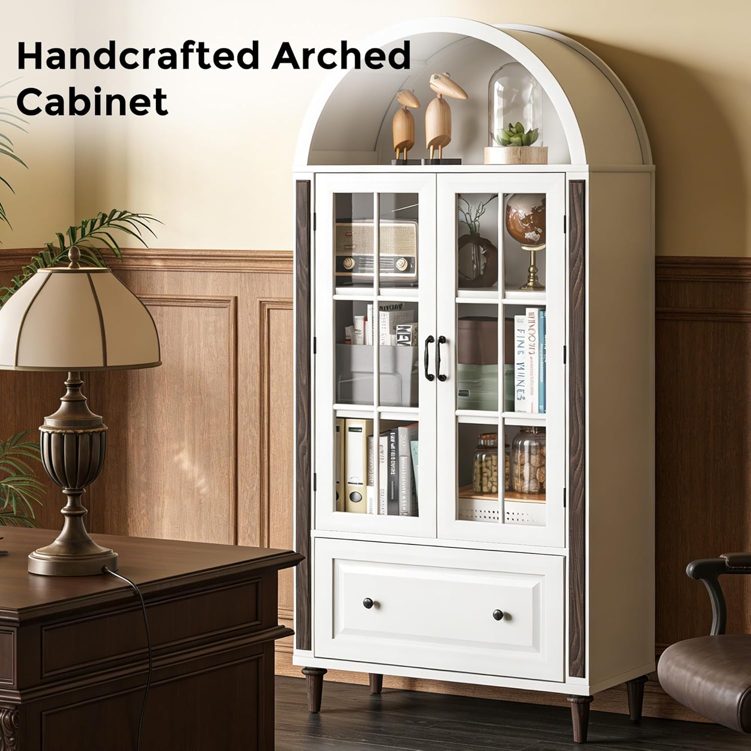 71” Handcrafted Arched Bookcas - Home Office Free recensie en prijs