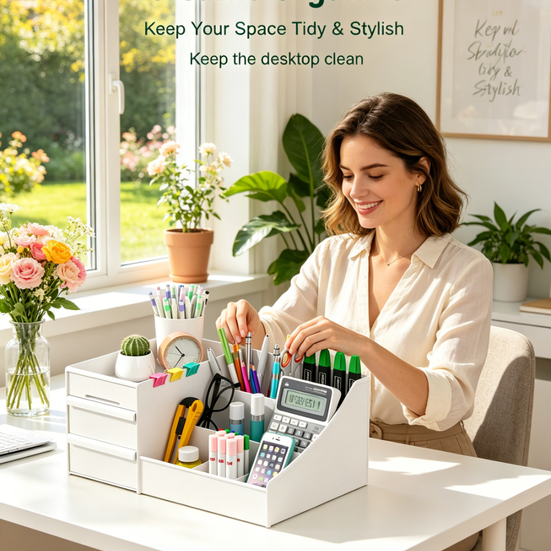 Desktop White Plastic Makeup S - Home Office Desk With Drawers recensie en prijs