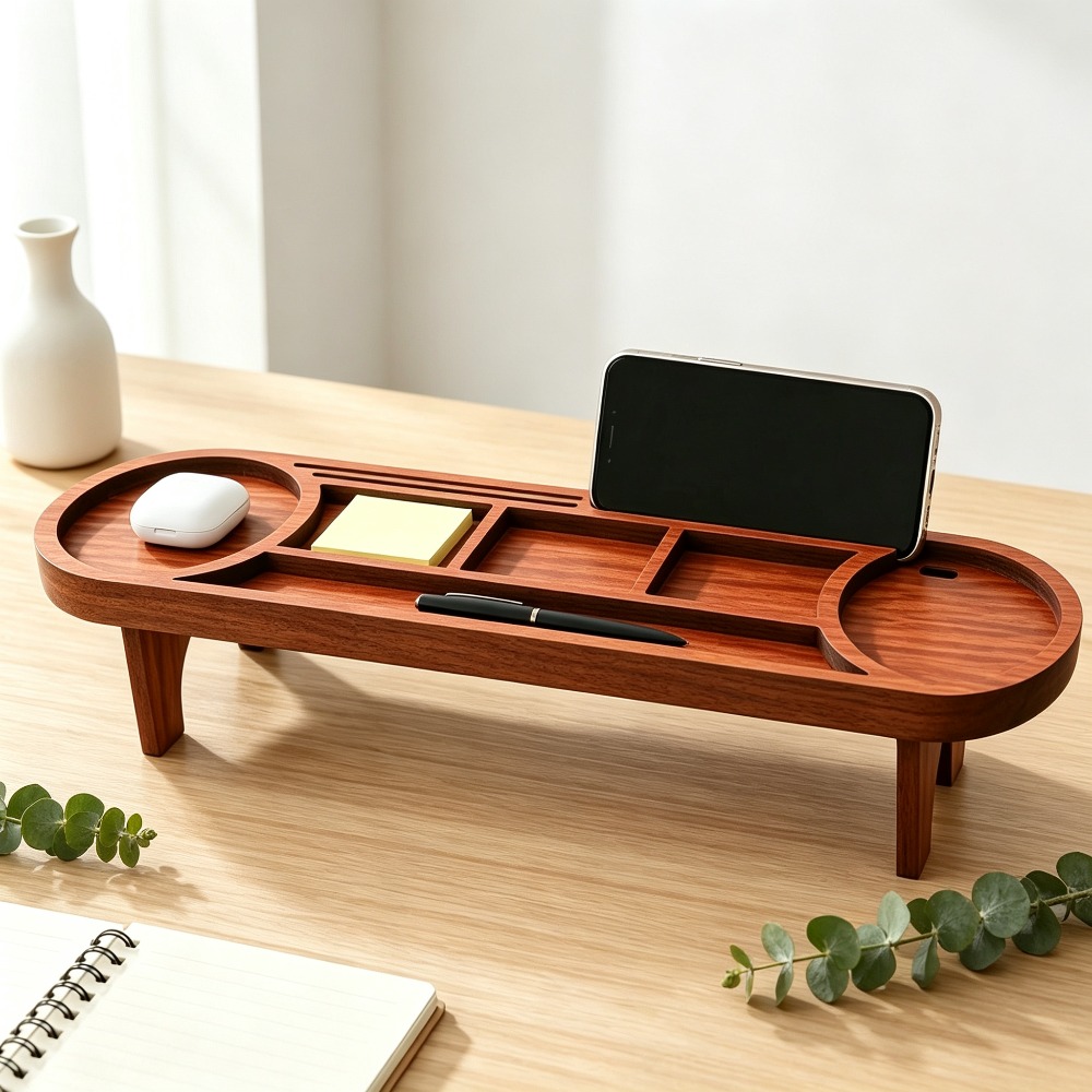 Wooden Desk Organizer with Pho - Home Office Freelancer recensie en prijs