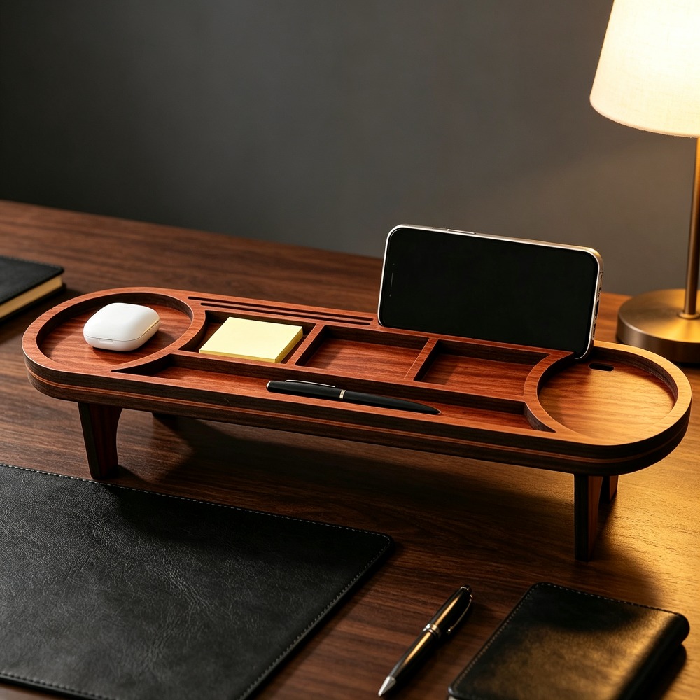 Wooden Desk Organizer with Pho - Home Office Freelancer recensie en prijs