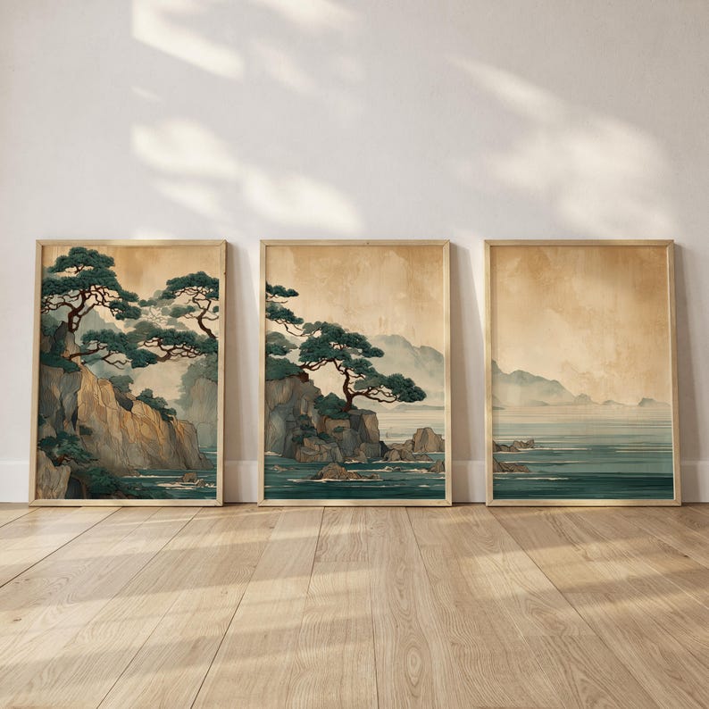 3pcs Retro Japanese Cliff & Oc - Home Office Japandi recensie en prijs