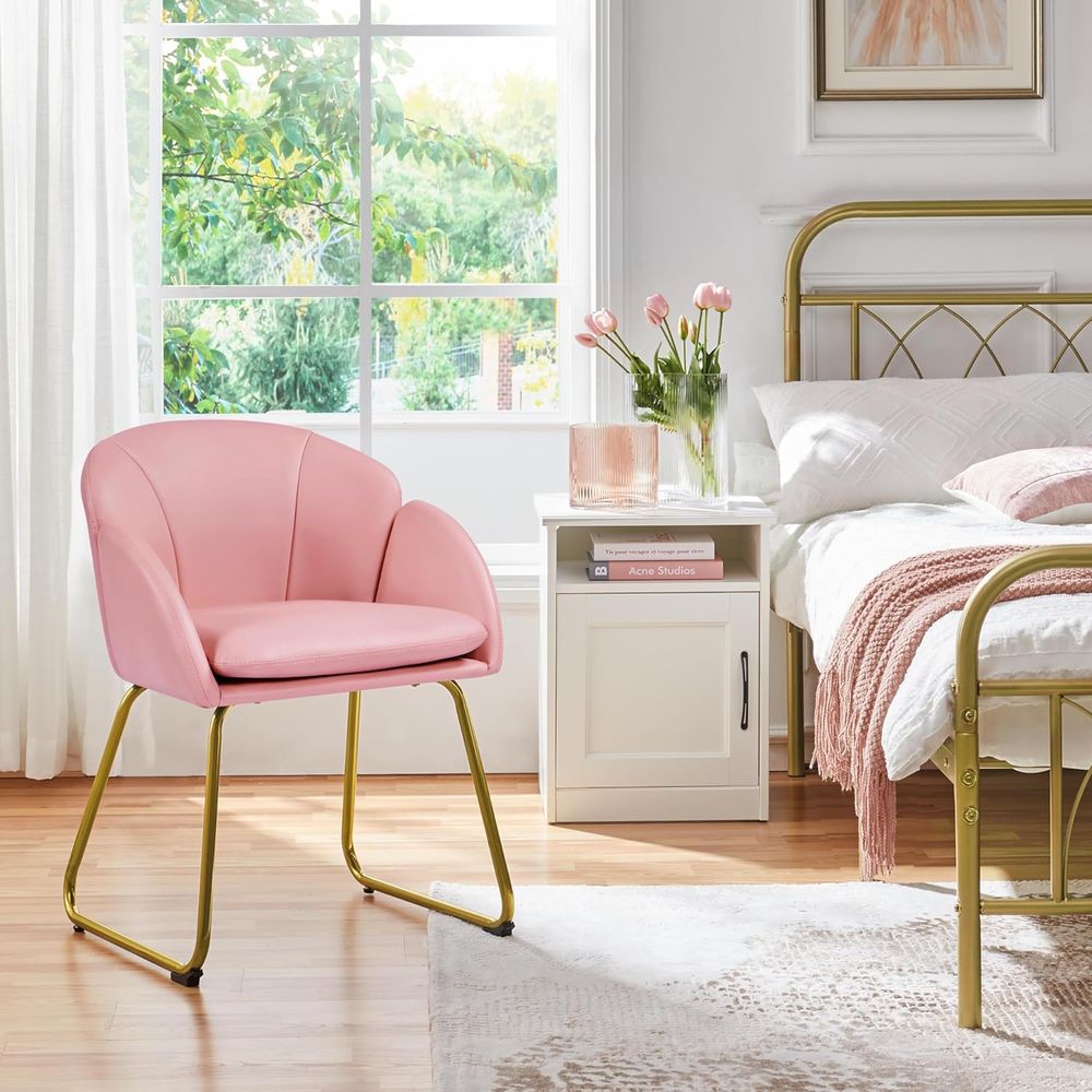 Pink PU Leather Vanity Chair w - Home Office Kitchen recensie en prijs