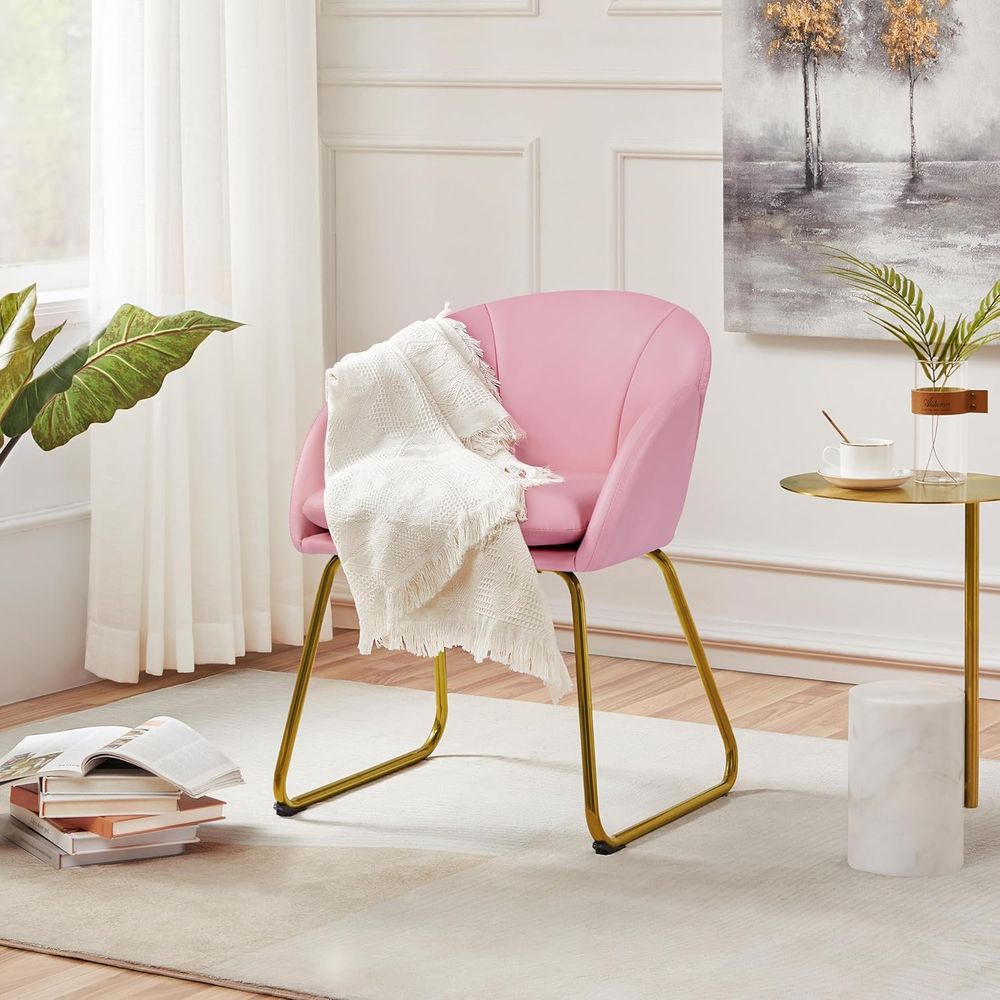 Pink PU Leather Vanity Chair w - Home Office Kitchen recensie en prijs