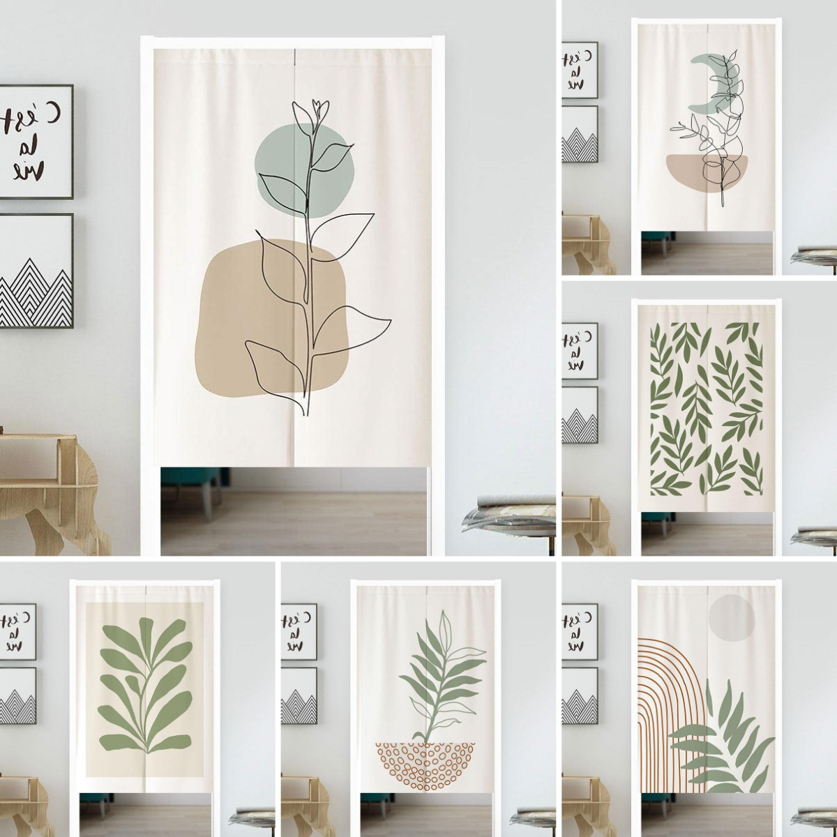 VIKAMA Boho Green Leaf Print N - Home Office Japandi recensie en prijs