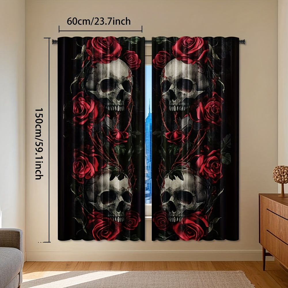 Gothic Skull Rose Curtains Bla - Home Office Alternative recensie en prijs