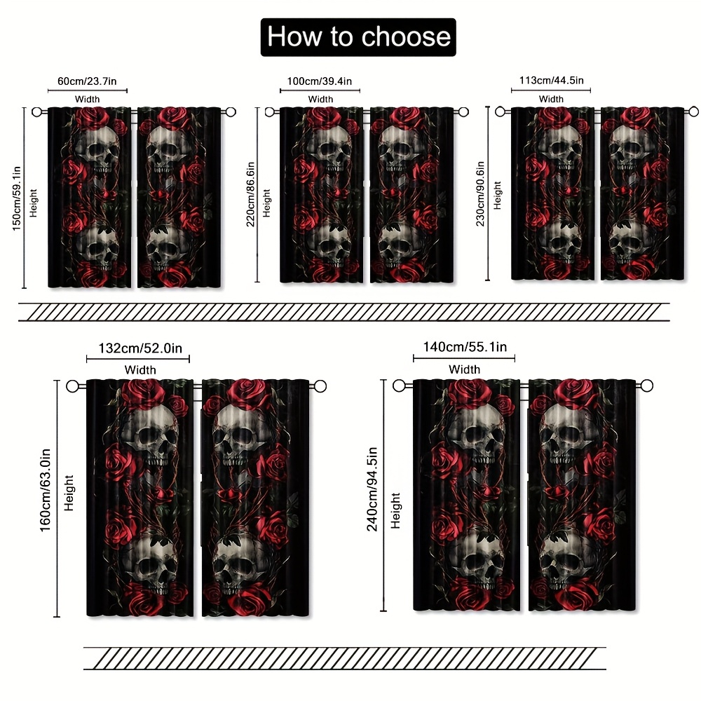 Gothic Skull Rose Curtains Bla - Home Office Alternative recensie en prijs