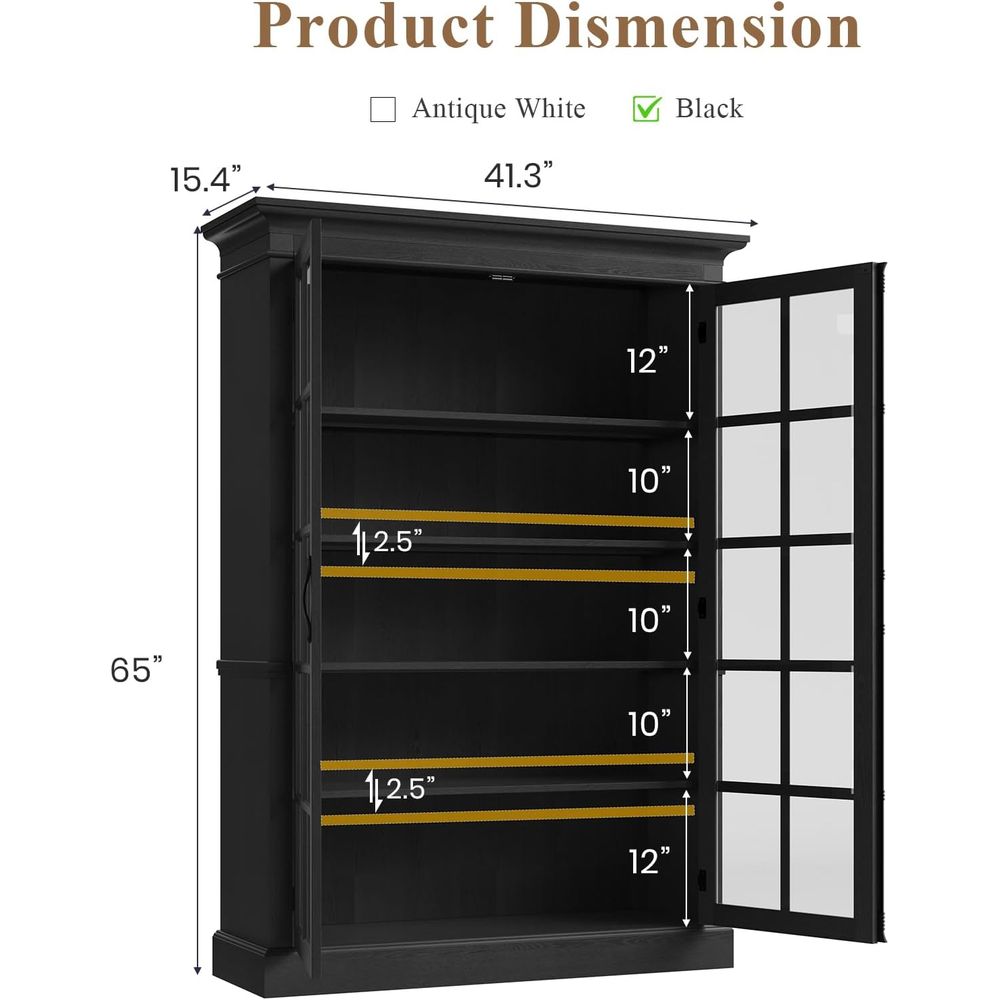 65 Tall Display Cabinet with A - Home Office Free recensie en prijs