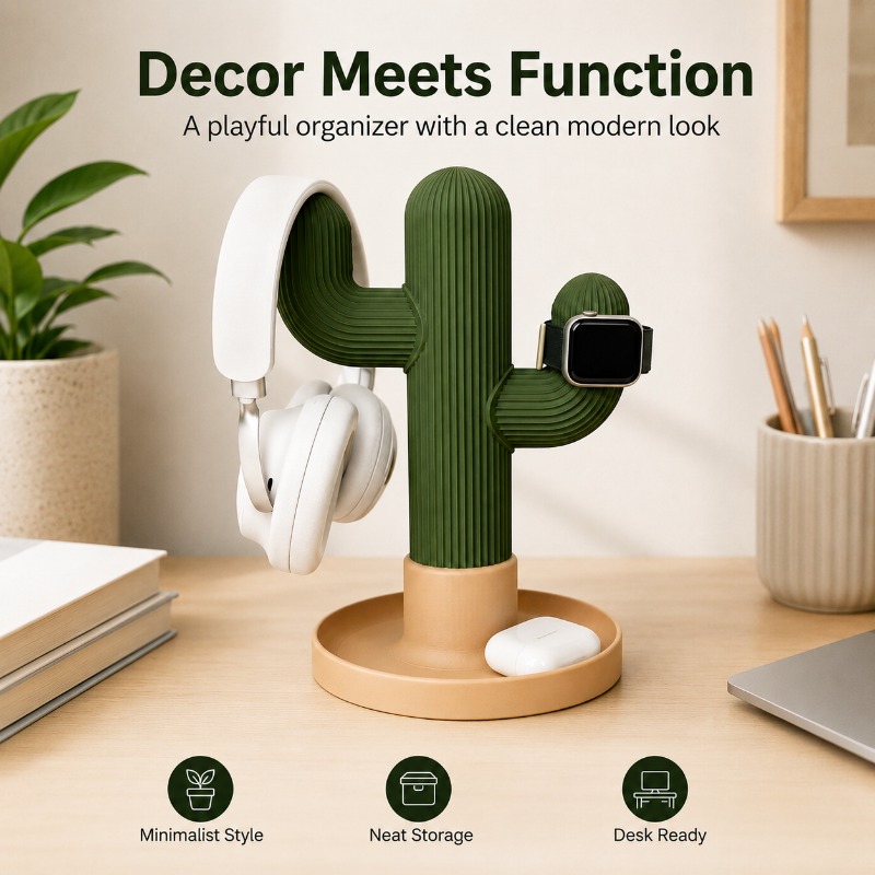 Minimalist Cactus Headset Stan - Home Office Organization recensie en prijs